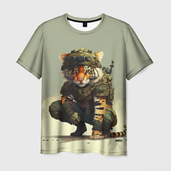 Футболка мужская Милитари тигр, цвет: 3D-принт