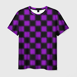 Футболка мужская Фиолетовый черный узор Шахматка, цвет: 3D-принт