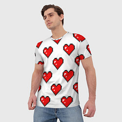 Футболка мужская Сердца в стиле пиксель-арт, цвет: 3D-принт — фото 2