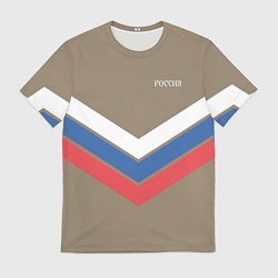 Футболка мужская Триколор - три полосы на песочном, цвет: 3D-принт