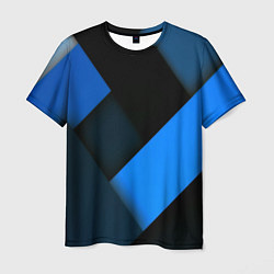 Футболка мужская Геометрия синие полосы, цвет: 3D-принт