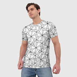 Футболка мужская Чёрно-белый геометрический треугольный узор, цвет: 3D-принт — фото 2