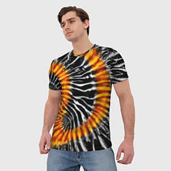 Футболка мужская Tie dye - тай дай в черно белую полоску, цвет: 3D-принт — фото 2