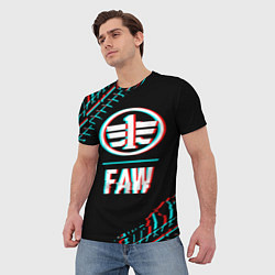 Футболка мужская Значок FAW в стиле glitch на темном фоне, цвет: 3D-принт — фото 2
