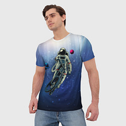 Футболка мужская Космонавт на велике, цвет: 3D-принт — фото 2
