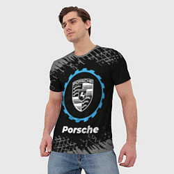 Футболка мужская Porsche в стиле Top Gear со следами шин на фоне, цвет: 3D-принт — фото 2
