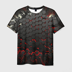 Футболка мужская Черно-красные объемные плиты, цвет: 3D-принт