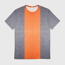 Футболка мужская Кожа серая оранжевая, цвет: 3D-принт