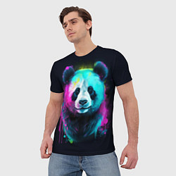 Футболка мужская Панда в неоновых красках, цвет: 3D-принт — фото 2