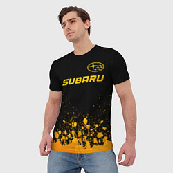 Футболка мужская Subaru - gold gradient: символ сверху, цвет: 3D-принт — фото 2