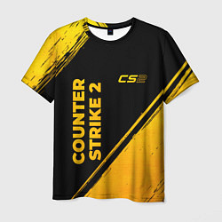 Футболка мужская Counter Strike 2 - gold gradient: надпись, символ, цвет: 3D-принт