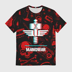 Футболка мужская Manowar rock glitch, цвет: 3D-принт