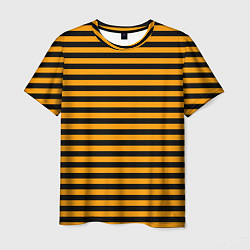 Футболка мужская Черно-оранжевые полосы - пчелиный образ, цвет: 3D-принт