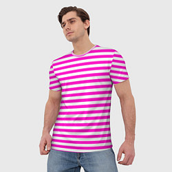 Футболка мужская Ярко-розовые полосы, цвет: 3D-принт — фото 2