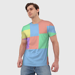 Футболка мужская Разноцветные квадраты и прямоугольники, цвет: 3D-принт — фото 2