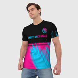 Футболка мужская Three Days Grace - neon gradient: символ сверху, цвет: 3D-принт — фото 2