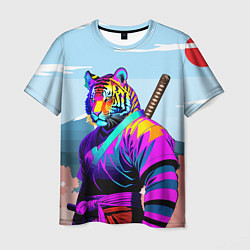 Футболка мужская Тигр-самурай - Япония, цвет: 3D-принт