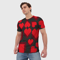 Футболка мужская Pixel hearts, цвет: 3D-принт — фото 2
