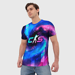 Футболка мужская Counter-Strike 2 неоновый космос, цвет: 3D-принт — фото 2