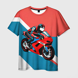 Футболка мужская Нарисованный мотоциклист, цвет: 3D-принт