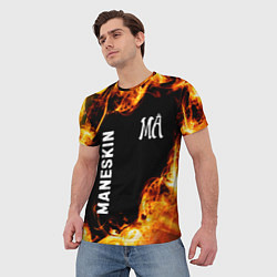 Футболка мужская Maneskin и пылающий огонь, цвет: 3D-принт — фото 2