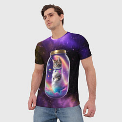 Футболка мужская Котик в звездном небе, цвет: 3D-принт — фото 2