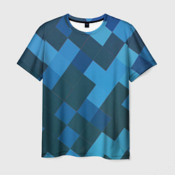 Футболка мужская Синий прямоугольный паттерн, цвет: 3D-принт