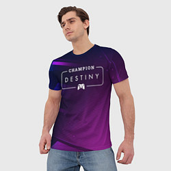 Футболка мужская Destiny gaming champion: рамка с лого и джойстиком, цвет: 3D-принт — фото 2