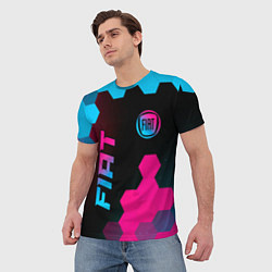 Футболка мужская Fiat - neon gradient: надпись, символ, цвет: 3D-принт — фото 2
