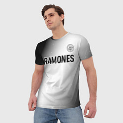 Футболка мужская Ramones glitch на светлом фоне: символ сверху, цвет: 3D-принт — фото 2