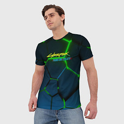 Футболка мужская Cyberpunk 2077 phantom liberty green neon, цвет: 3D-принт — фото 2