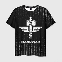 Футболка мужская Manowar с потертостями на темном фоне, цвет: 3D-принт