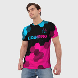 Футболка мужская Elden Ring - neon gradient: символ сверху, цвет: 3D-принт — фото 2