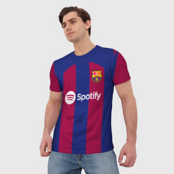 Футболка мужская Лионель Месси Барселона форма 2324 домашняя, цвет: 3D-принт — фото 2