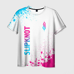 Футболка мужская Slipknot neon gradient style: надпись, символ, цвет: 3D-принт