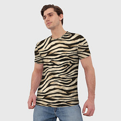 Футболка мужская Шкура зебры и белого тигра, цвет: 3D-принт — фото 2