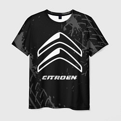 Футболка мужская Citroen speed на темном фоне со следами шин, цвет: 3D-принт