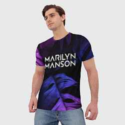 Футболка мужская Marilyn Manson neon monstera, цвет: 3D-принт — фото 2