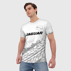 Футболка мужская Jaguar speed на светлом фоне со следами шин: симво, цвет: 3D-принт — фото 2
