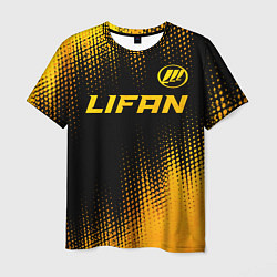 Футболка мужская Lifan - gold gradient: символ сверху, цвет: 3D-принт