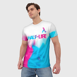 Футболка мужская Half-Life neon gradient style: символ сверху, цвет: 3D-принт — фото 2