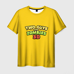 Футболка мужская Two Guys & Zombies 3D - Лого на желтом, цвет: 3D-принт