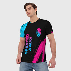 Футболка мужская Spirited Away - neon gradient: надпись, символ, цвет: 3D-принт — фото 2
