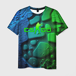 Футболка мужская CS GO green black abstract, цвет: 3D-принт
