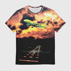 Футболка мужская Боинг 737 Суровый закат, цвет: 3D-принт