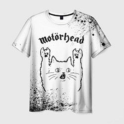 Футболка мужская Motorhead рок кот на светлом фоне, цвет: 3D-принт