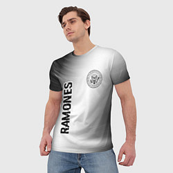 Футболка мужская Ramones glitch на светлом фоне: надпись, символ, цвет: 3D-принт — фото 2