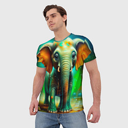 Футболка мужская Слоненок симпатичный, цвет: 3D-принт — фото 2