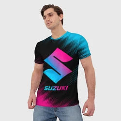 Футболка мужская Suzuki - neon gradient, цвет: 3D-принт — фото 2