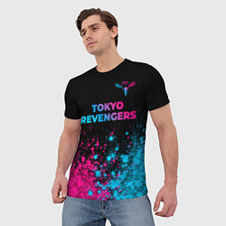 Футболка мужская Tokyo Revengers - neon gradient: символ сверху, цвет: 3D-принт — фото 2